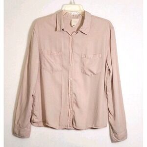 Harper Heritage Lyocell Button Down Shirt M Blush Pink Minimalist